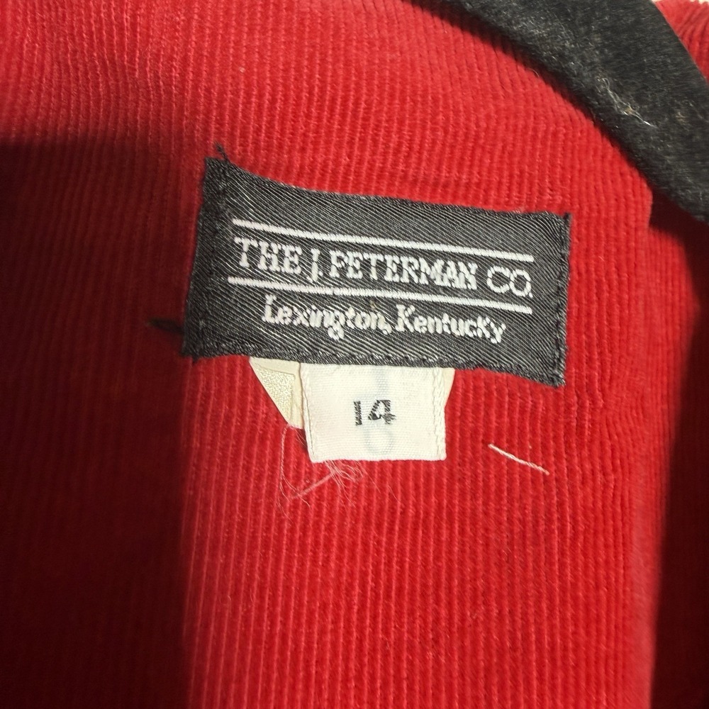 J. Peterman Co Red Corduroy Retro 40's Style Fit Flare Maxi Dress 14 - Picture 4 of 11